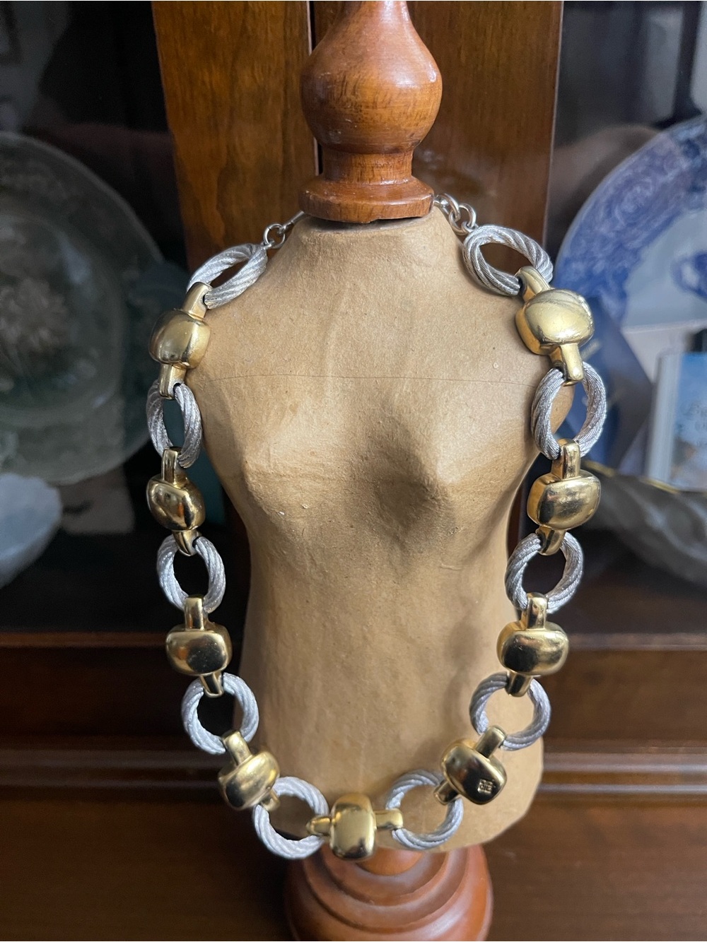 Givenchy Vintage, runway two tone cable link necklace